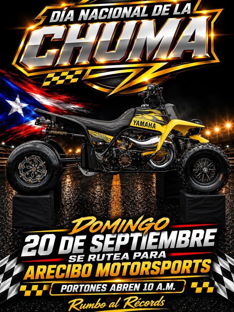 Día Nacional de la Chuma: domingo 20 de septiembre en Arecibo Motorsports flyer evento racing Puerto Rico