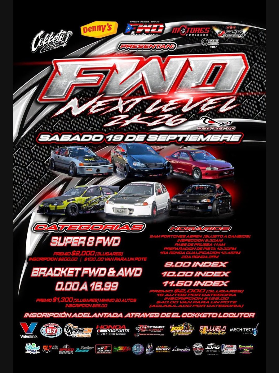 FWD Next Level 2K26: sábado 19 de septiembre en Salinas Speedway flyer evento racing Puerto Rico
