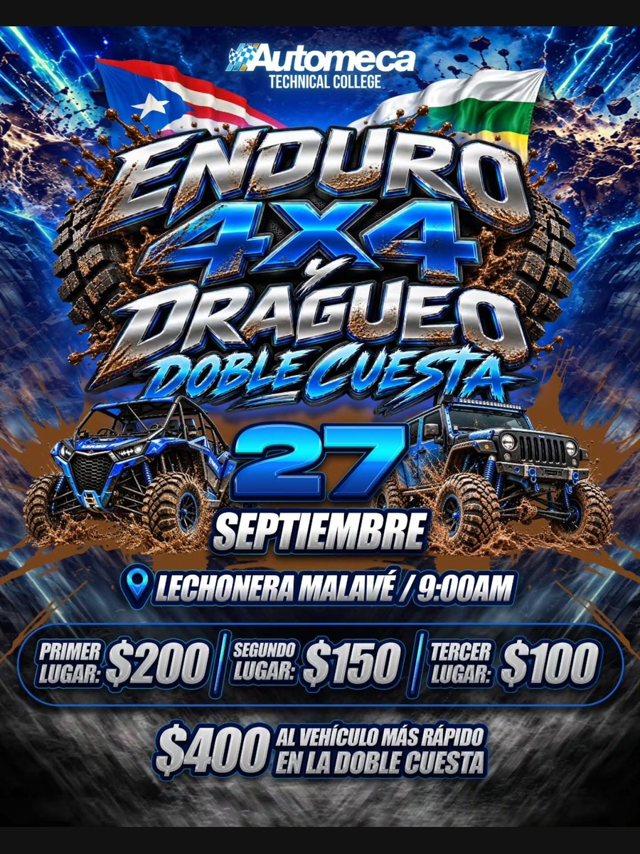 Enduro 4x4 Dragueo Doble Cuesta: domingo 27 de septiembre en Barranquitas flyer evento racing Puerto Rico