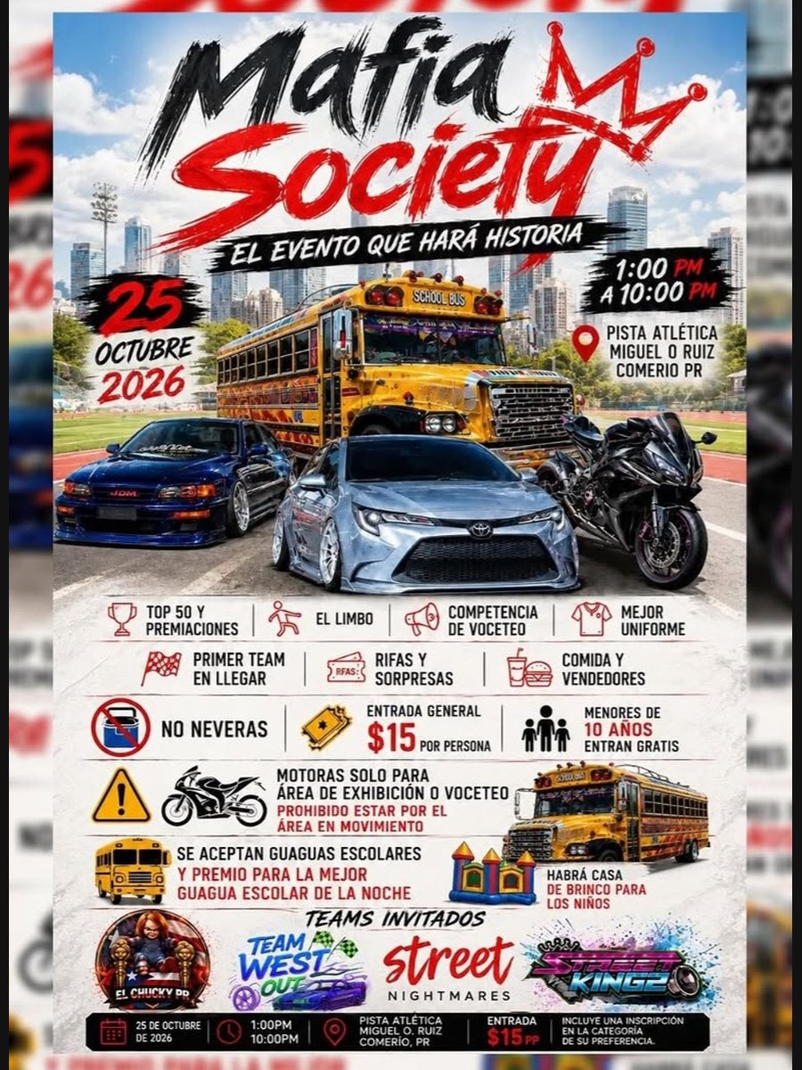 Mafia Society El Evento: domingo 25 de octubre en Comerío