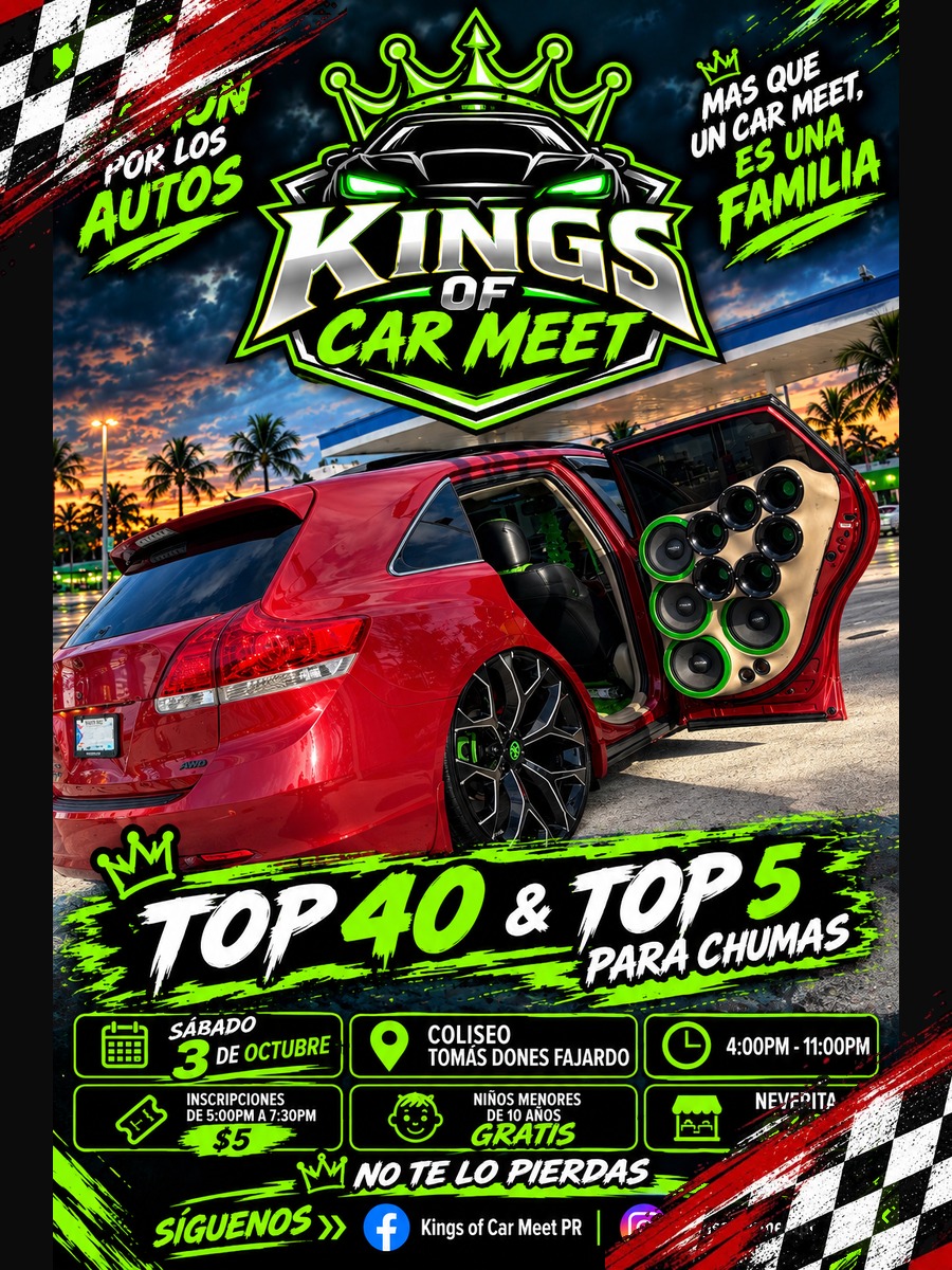Kings of Car Meet PR: sábado 3 de octubre en Coliseo Tomás Dones, Fajardo