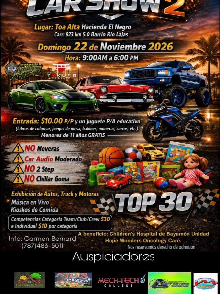 El Gran Junte Car Show 2: domingo 22 de noviembre en Hacienda El Negro Toa Alta