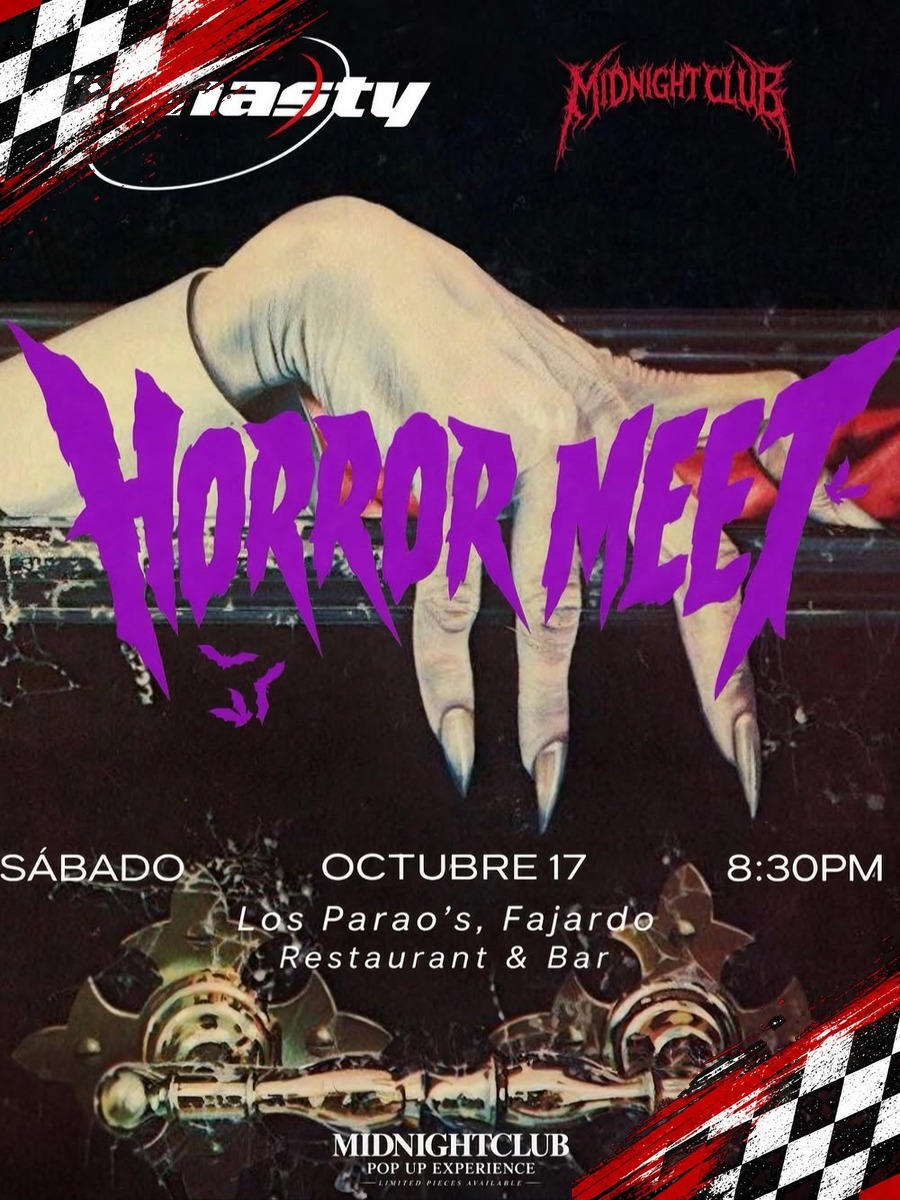 Horror Meet: sábado 17 de octubre en Los Parao's, Fajardo flyer evento racing Puerto Rico